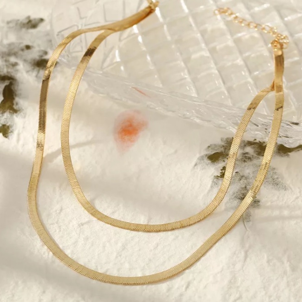 Gold plated layered snake necklace - Picture 4 of 4